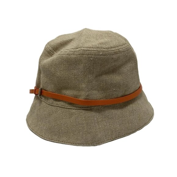 PRADA - Beige Orange Hemp Leather Hat 142-071625 - Picture 1 of 7
